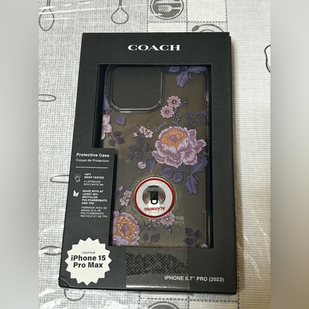 Brand New! Coach Case For iPhone 15 Pro Max With Purple Flowers